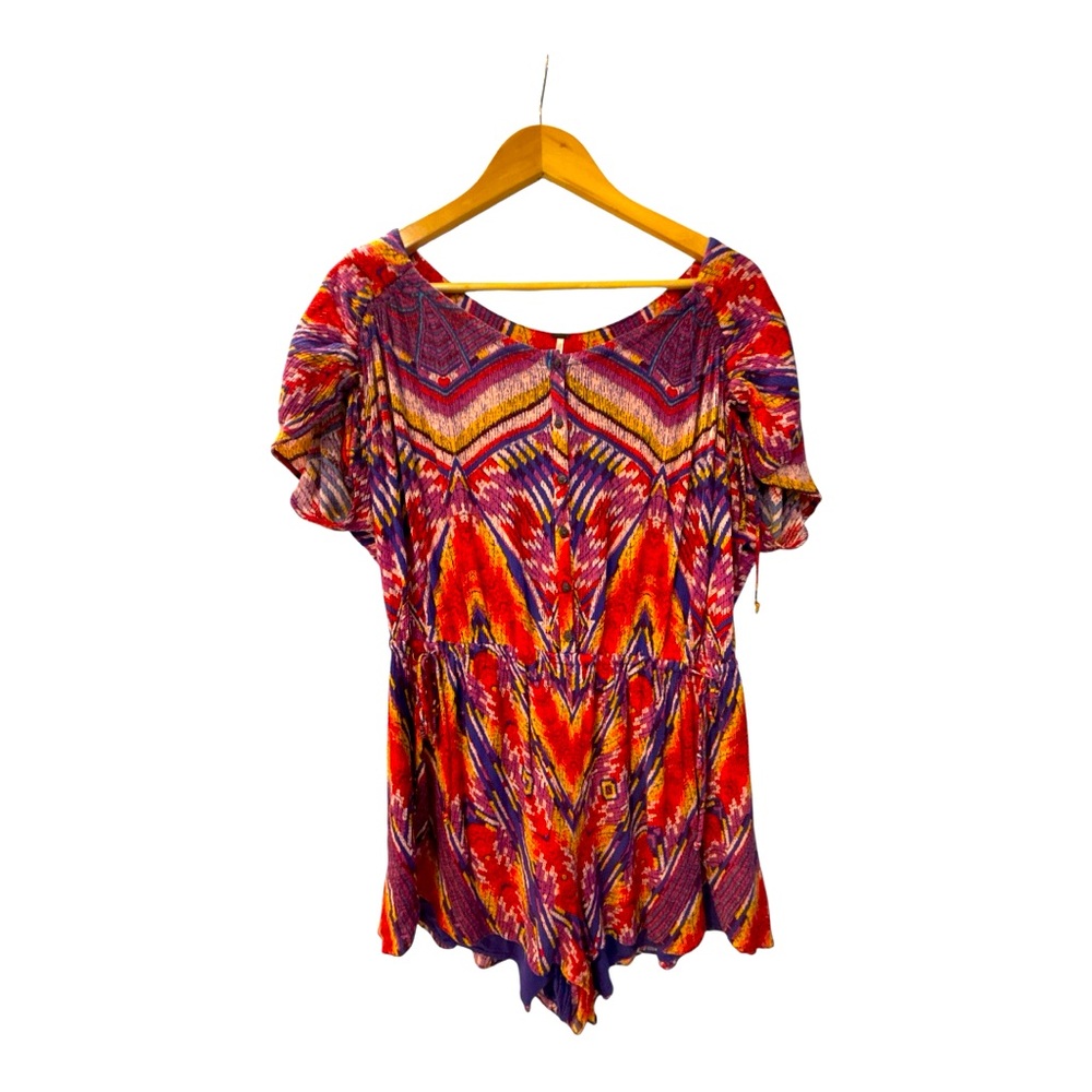 Free People Multicolor Patterned Romper Euc Size … - image 2